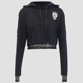 Dark Net Yarn Skeleton Print Hoodie