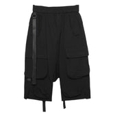 Functional Multi Pockets Ribbons Cargo Shorts