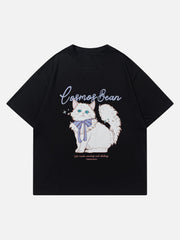 Cartoon Cute Cat Print Tee