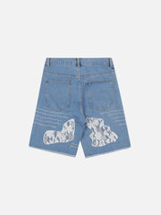 We Love Street Flocking Star Denim Shorts