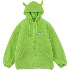 Pineapple Fun Devil Horn Hooded Winter Coat