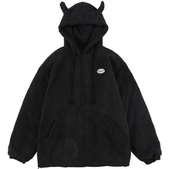 Pineapple Fun Devil Horn Hooded Winter Coat