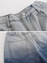 Washed Gradient Denim Shorts