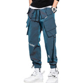 Reflective Side Pockets Ribbons Fleece Cargo Pants