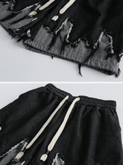 Patchwork Tassel Fringe Denim Shorts