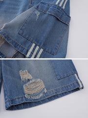 Discreet Side Pockets Denim Shorts