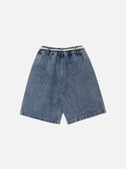 Letter Embroidered Denim Shorts