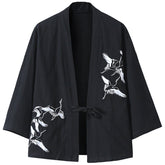 Crane Embroidery Cardigan Kimono