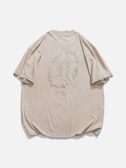 Suede Star Letter Print Tee