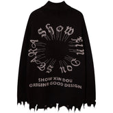 Ripped Tassel Turtleneck Knitted Sweater