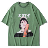 Japanese Baseball Girl Graphic Oversized Tee