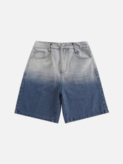 Washed Gradient Denim Shorts