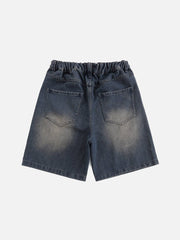 Distressed Washed Denim Shorts