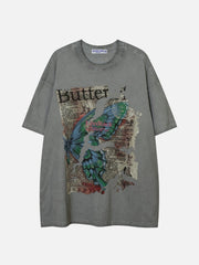 Broken Butterfly Print Washed Tee