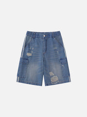Discreet Side Pockets Denim Shorts