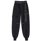 Dark Personalized Belt Ribbons Cargo Pants