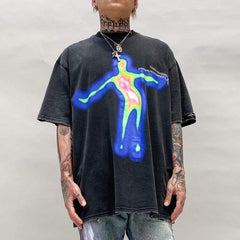 Distorted Portrait Graphic Cotton Tee