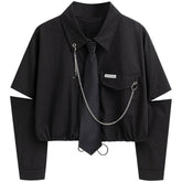 Techwear Personalized Hollow Sleeves Tie Chain Shirt