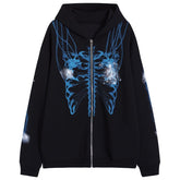 Dark Resurrected Skeleton Fleece Zip Up Hoodie