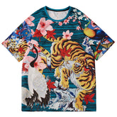 Cherry Blossoms Tiger Crane Print Tee