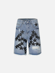 Embroidery Star Denim Shorts