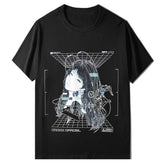 Punk Mechanical Girl Print Cotton Tee