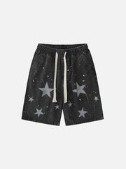 We Love Street Splash Ink Star Denim Shorts