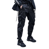 Function Bright Line Zipper Pockets Velcro Cargo Pants