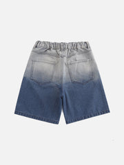 Washed Gradient Denim Shorts