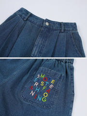 Embroidery Denim Shorts