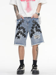 Embroidery Star Denim Shorts