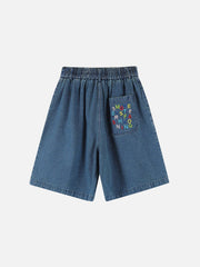 Embroidery Denim Shorts