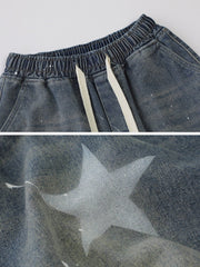 We Love Street Splash Ink Star Denim Shorts