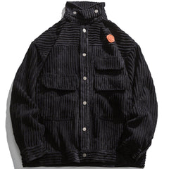 Badge Striped Simple Jacket