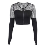Gothic Stitching Zipper Cardigan Long Sleeve Tee