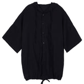 Dark Elastic Oversized Hooded Shirt
