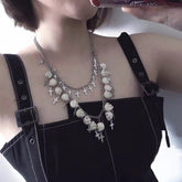 Punk Cross Skull Chain Double Necklace