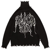 Vintage Love Bandage Fringed Turtleneck Knitted Sweater