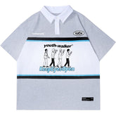 Stitching Cartoon Characters Graphic Tee