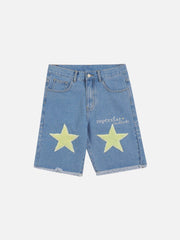 Flocking Star Denim Shorts