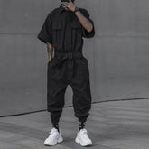 Dark Creative Belt Jumpsuit
