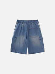 Discreet Side Pockets Denim Shorts