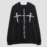 Dark Double Crucifixion Print Hoodie