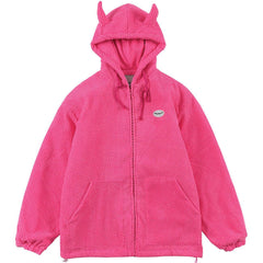 Pineapple Fun Devil Horn Hooded Winter Coat
