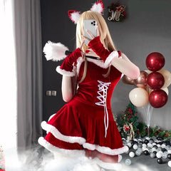 Kawaii Christmas Girl Red Tube top Cake Dress