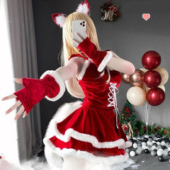 Kawaii Christmas Girl Red Tube top Cake Dress