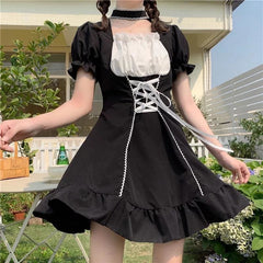 Kikii Kawaii Girl Gothic Doll Lace-Up Dress