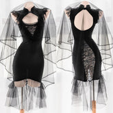 Lace Flower Princess Black Gothic Hollow Backless Lingerie Dress