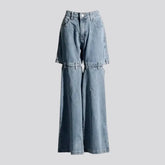 Light cutout wide-fit jeans for women