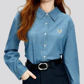 Light logo chambray women's denim shirt